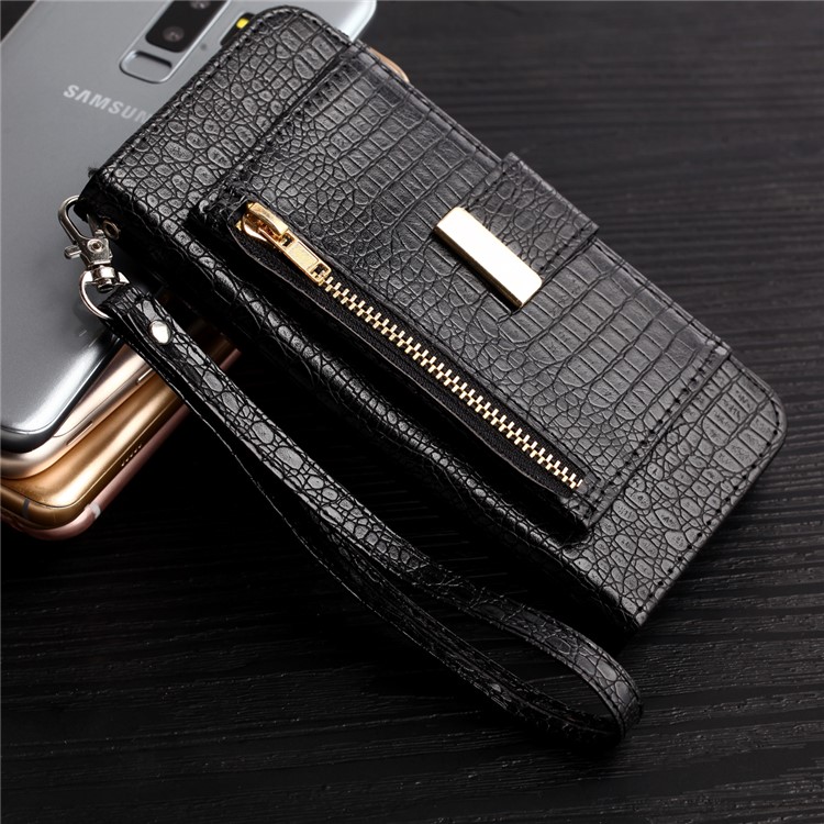 Crocodile Texture PU Leather Wallet Stand Case for Samsung Galaxy S9 G960 - Black-6