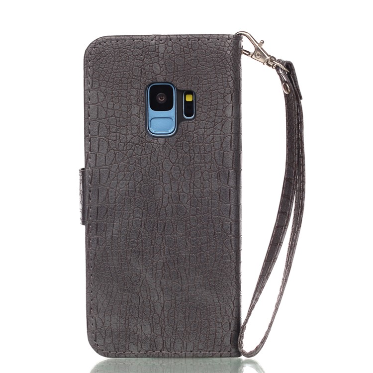 Crocodile Texture PU Leather Wallet Stand Cover for Samsung Galaxy S9 G960 - Dark Grey-2