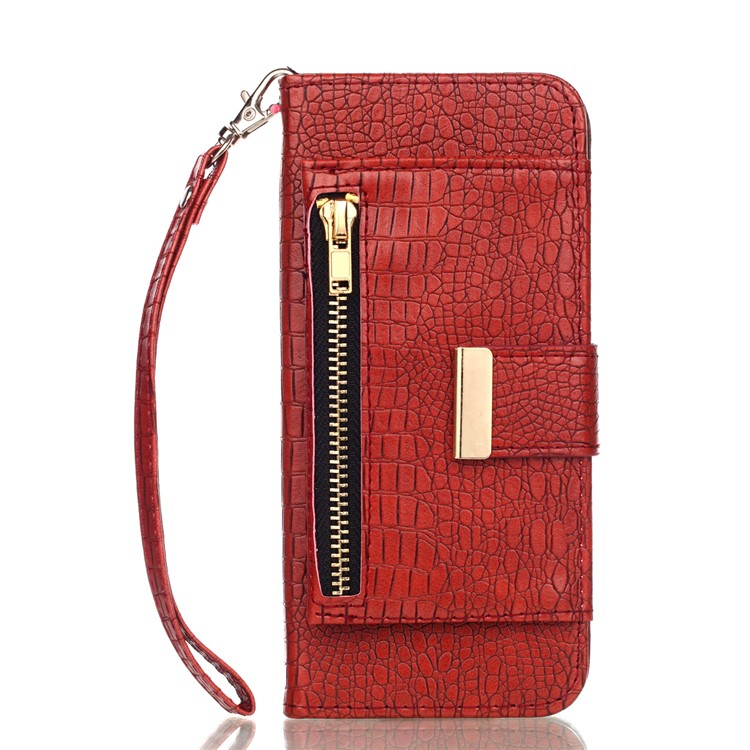 Crocodile Texture PU Leather Wallet Stand Phone Case for Samsung Galaxy S9 G960 - Red-1
