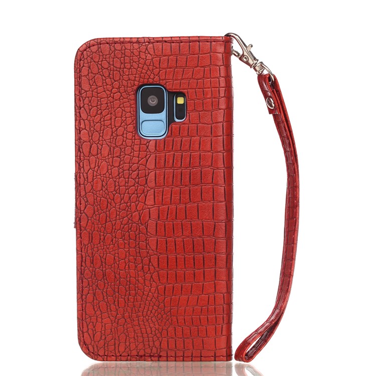 Crocodile Texture PU Leather Wallet Stand Phone Case for Samsung Galaxy S9 G960 - Red-2