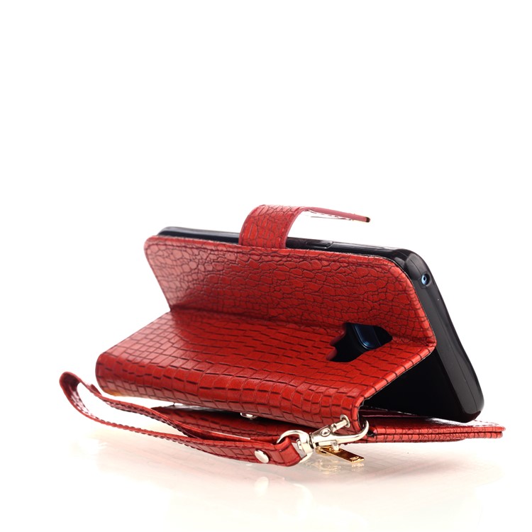 Crocodile Texture PU Leather Wallet Stand Phone Case for Samsung Galaxy S9 G960 - Red-5