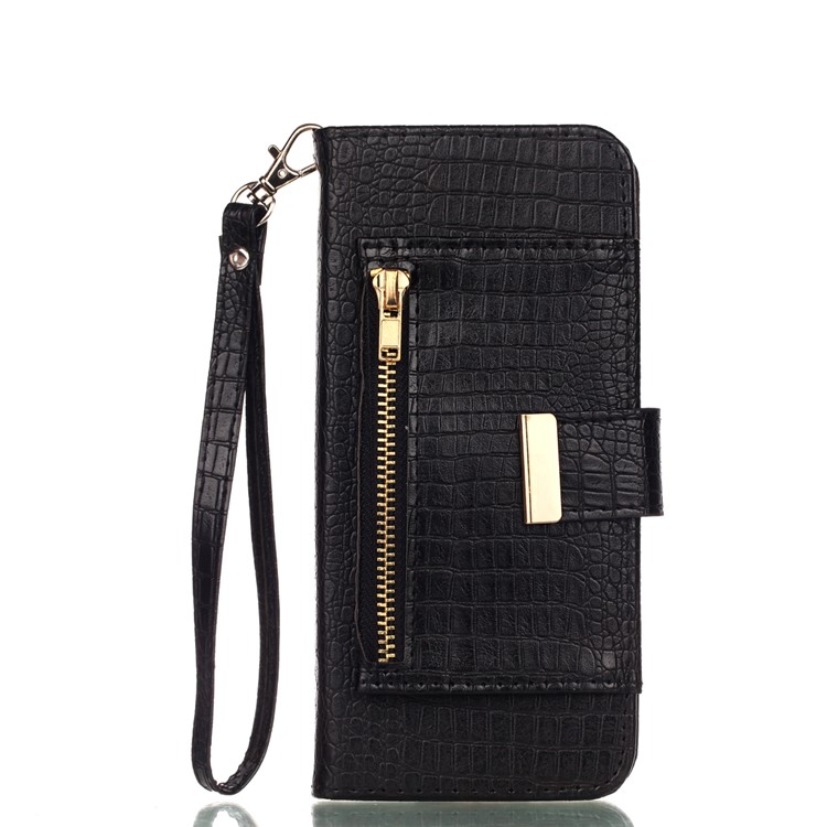 For Samsung Galaxy S9+ G965 Crocodile Texture PU Leather Wallet Stand Case - Black-1