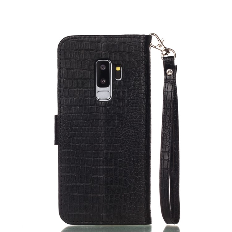 For Samsung Galaxy S9+ G965 Crocodile Texture PU Leather Wallet Stand Case - Black-2