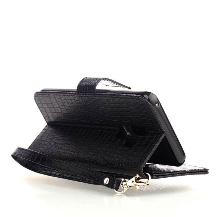 For Samsung Galaxy S9+ G965 Crocodile Texture PU Leather Wallet Stand Case - Black-5