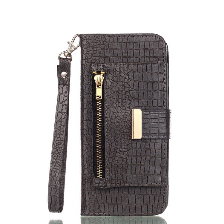 For Samsung Galaxy S9+ G965 Crocodile Texture PU Leather Wallet Stand Cover - Dark Grey-1