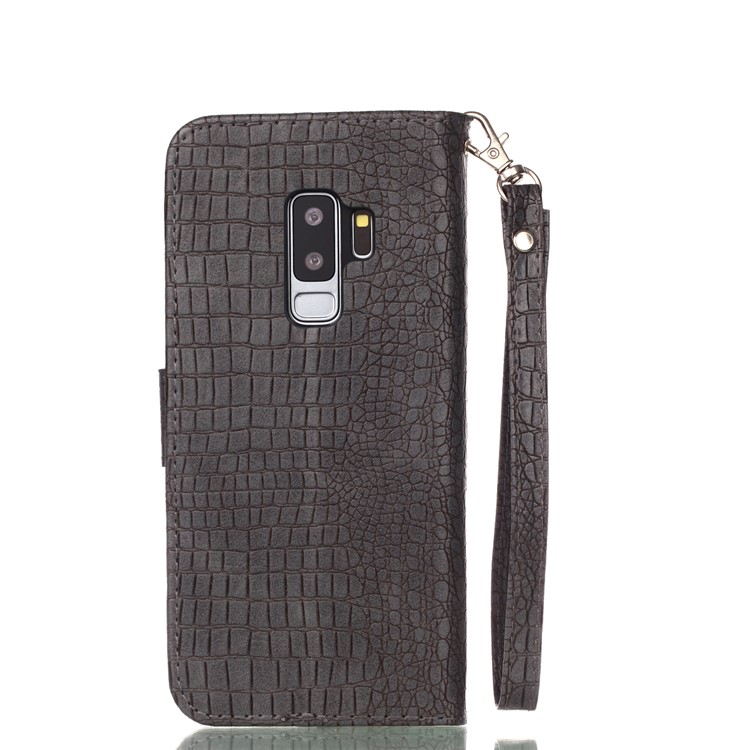 For Samsung Galaxy S9+ G965 Crocodile Texture PU Leather Wallet Stand Cover - Dark Grey-2