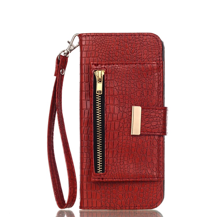 For Samsung Galaxy S9+ G965 Crocodile Texture PU Leather Wallet Stand Phone Case - Red-1