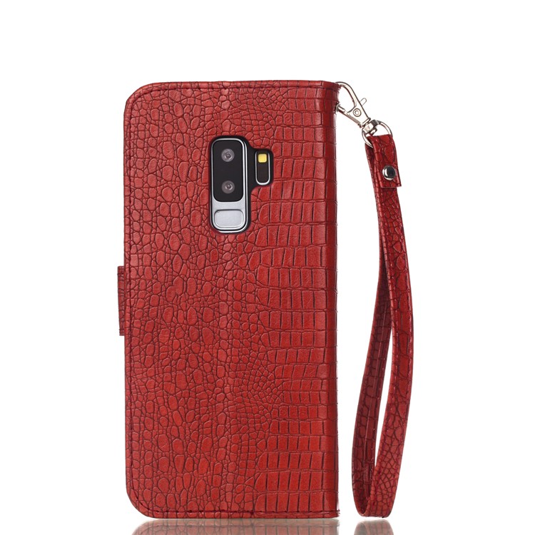 For Samsung Galaxy S9+ G965 Crocodile Texture PU Leather Wallet Stand Phone Case - Red-2