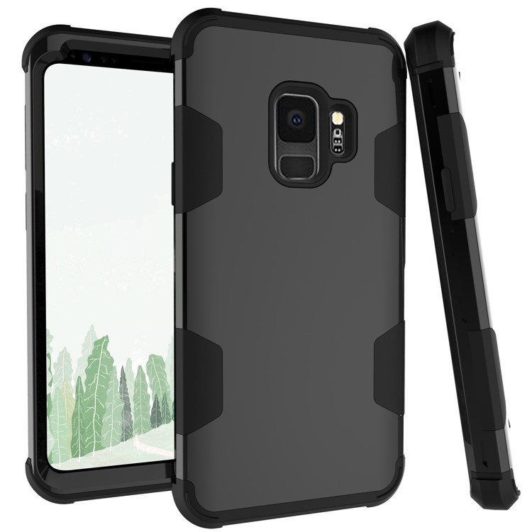 For Samsung Galaxy S9 G960 Heavy Duty 3-piece PC + Silicone Drop-proof Hybrid Case - Black-1