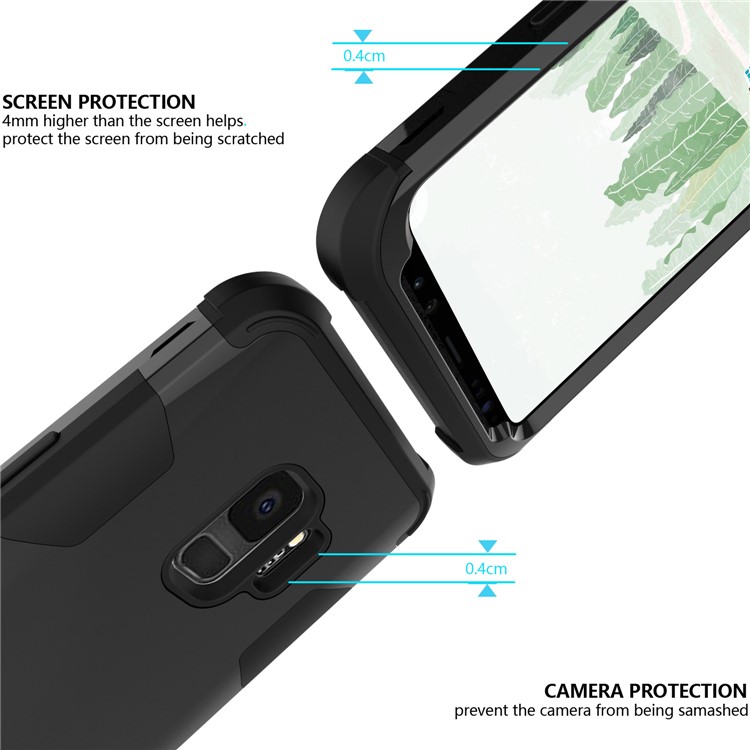 For Samsung Galaxy S9 G960 Heavy Duty 3-piece PC + Silicone Drop-proof Hybrid Case - Black-2