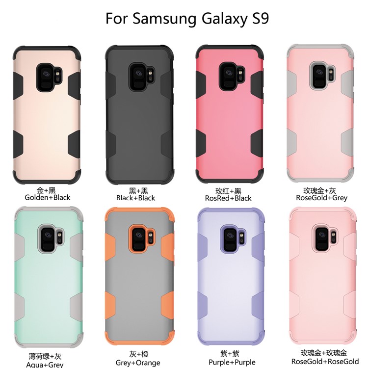 For Samsung Galaxy S9 G960 Heavy Duty 3-piece PC + Silicone Drop-proof Hybrid Case - Black-8