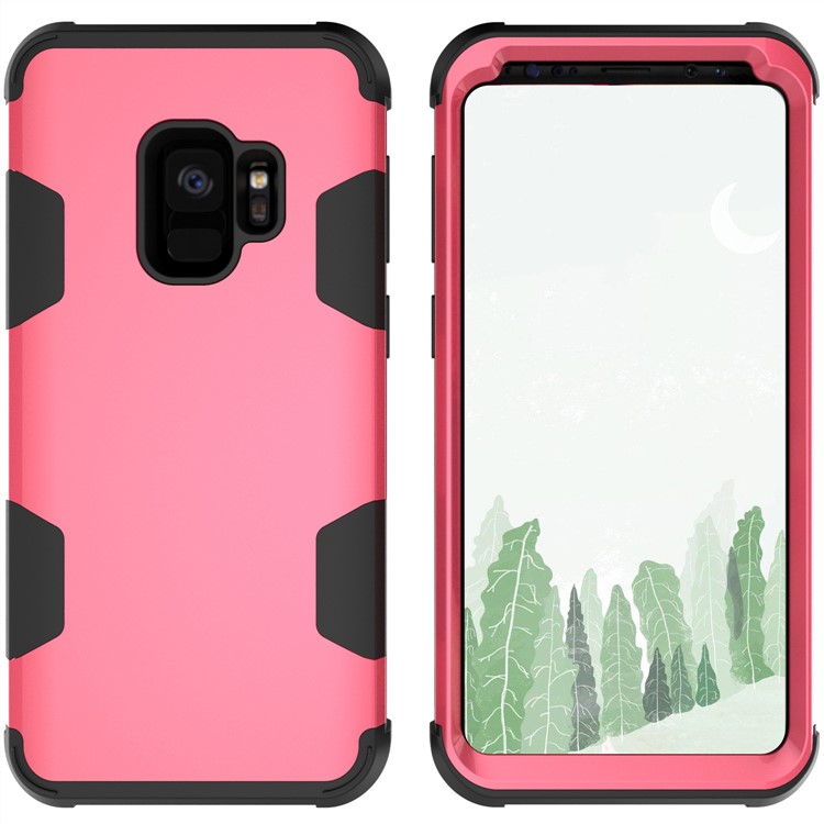 For Samsung Galaxy S9 G960 Heavy Duty 3-piece PC + Silicone Drop-proof Hybrid Phone Casing - Black / Rose-4