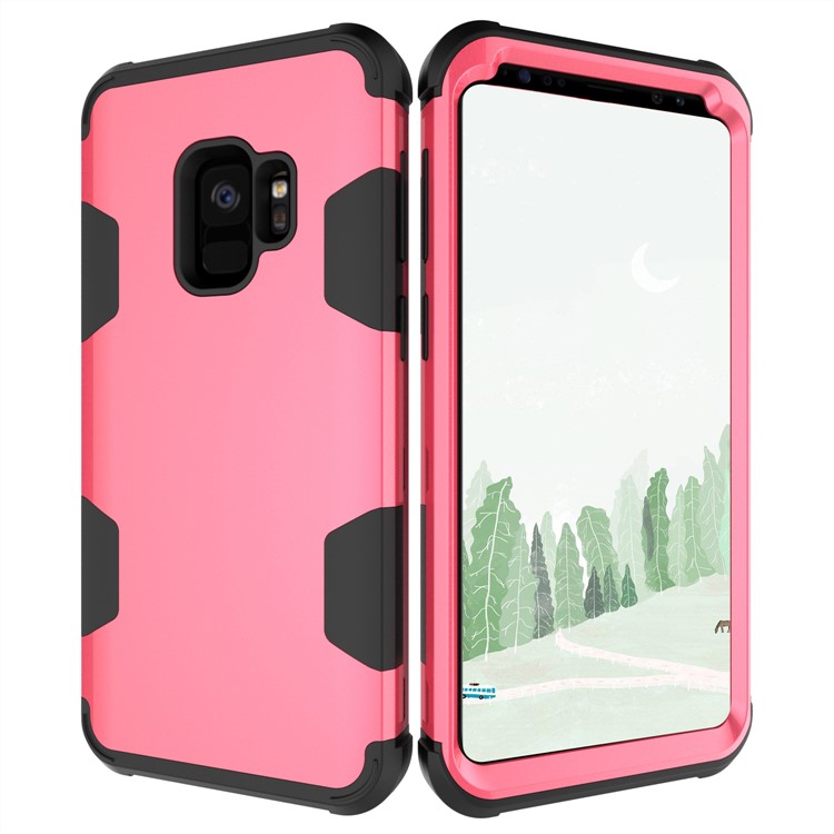 For Samsung Galaxy S9 G960 Heavy Duty 3-piece PC + Silicone Drop-proof Hybrid Phone Casing - Black / Rose-6