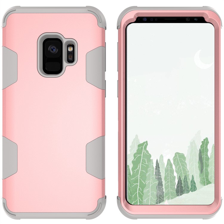 For Samsung Galaxy S9 G960 Heavy Duty 3-piece PC + Silicone Drop-proof Hybrid Mobile Cover - Grey / Rose Gold-4