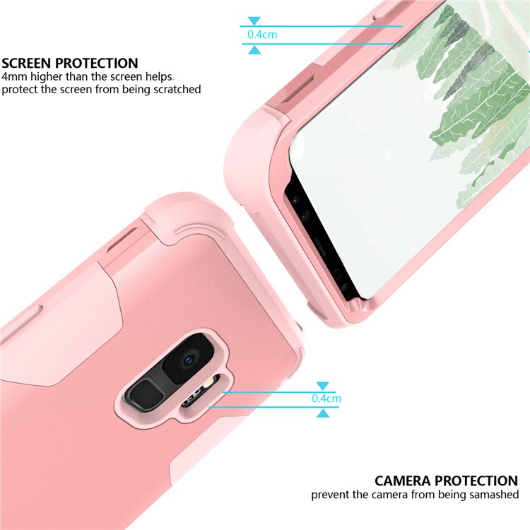For Samsung Galaxy S9 G960 Heavy Duty 3-piece PC + Silicone Drop-proof Cell Phone Case - Rose Gold-2