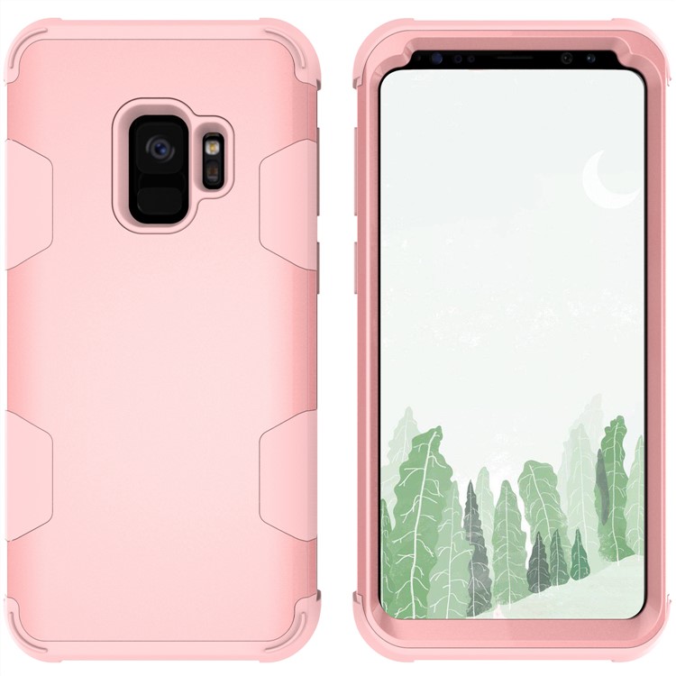 For Samsung Galaxy S9 G960 Heavy Duty 3-piece PC + Silicone Drop-proof Cell Phone Case - Rose Gold-5