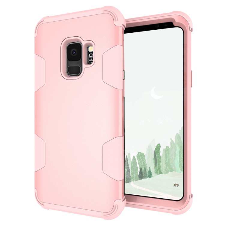 For Samsung Galaxy S9 G960 Heavy Duty 3-piece PC + Silicone Drop-proof Cell Phone Case - Rose Gold-6