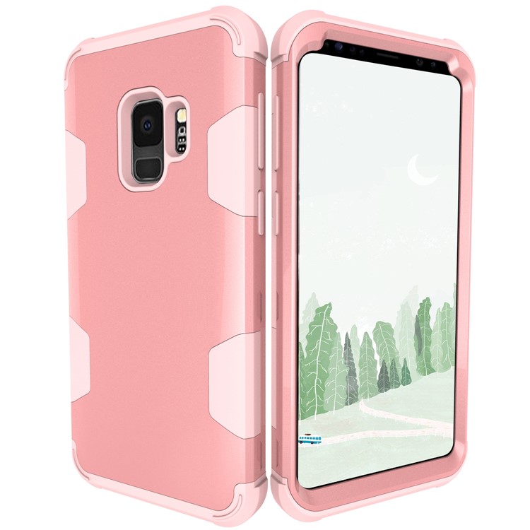For Samsung Galaxy S9 G960 Heavy Duty 3-piece PC + Silicone Drop-proof Cell Phone Case - Rose Gold-7