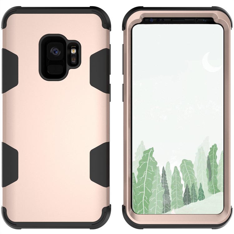 For Samsung Galaxy S9 G960 Heavy Duty 3-piece PC + Silicone Drop-proof Mobile Shell - Black / Gold-5