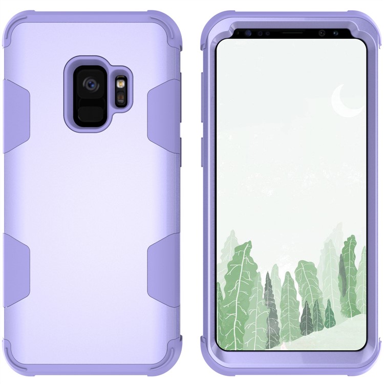 For Samsung Galaxy S9 G960 Heavy Duty 3-piece PC + Silicone Drop-proof Combo Back Case - Purple-5