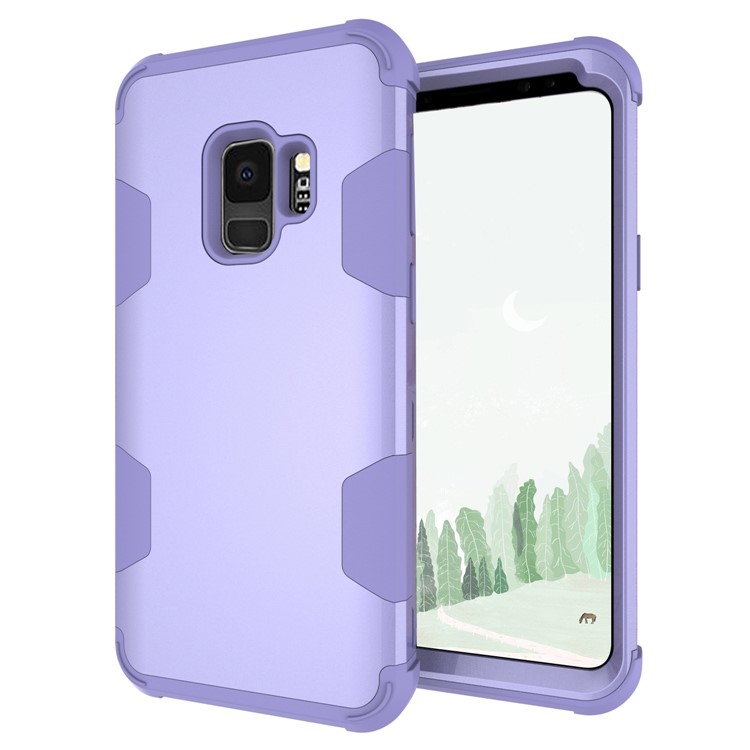For Samsung Galaxy S9 G960 Heavy Duty 3-piece PC + Silicone Drop-proof Combo Back Case - Purple-6