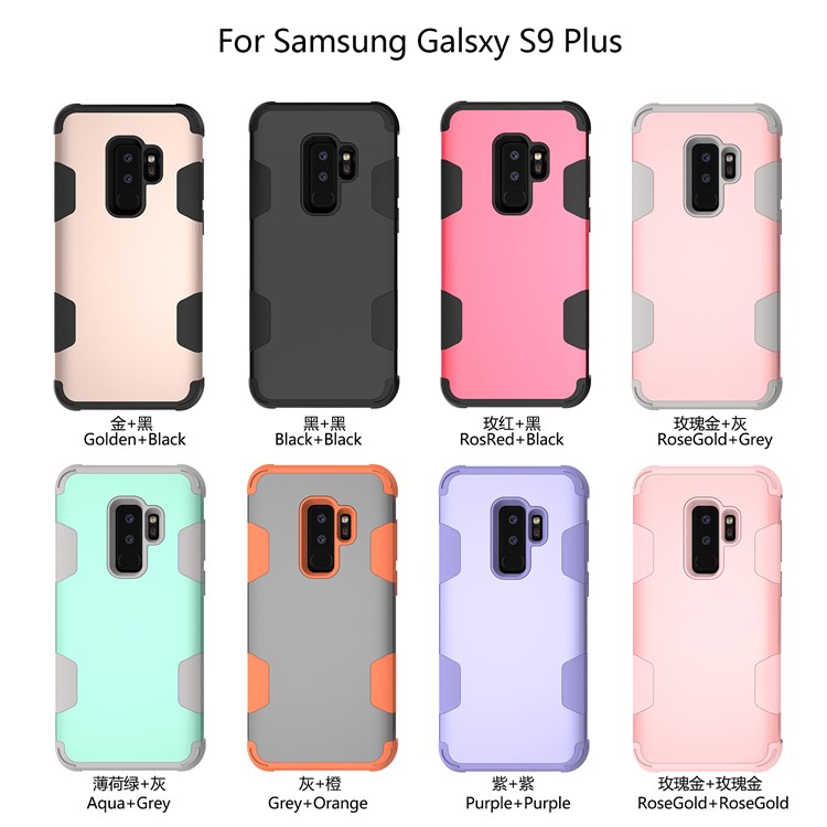 For Samsung Galaxy S9 Plus SM-G965 Heavy Duty 3-piece PC + Silicone Drop-proof Hybrid Cover - Black-8