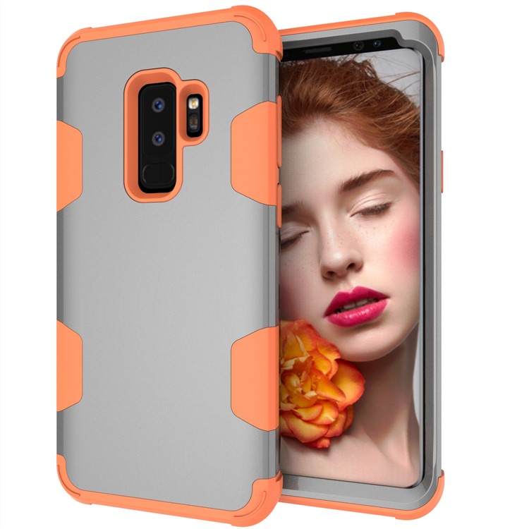 For Samsung Galaxy S9 Plus SM-G965 Heavy Duty 3-piece PC + Silicone Shock-proof Hybrid Back Case - Orange / Grey-6