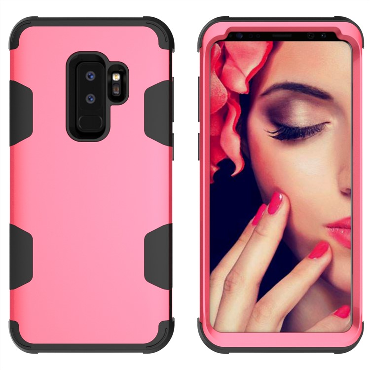 For Samsung Galaxy S9 Plus SM-G965 Heavy Duty 3-piece PC + Silicone Drop-proof Hybrid Casing - Black / Rose-5