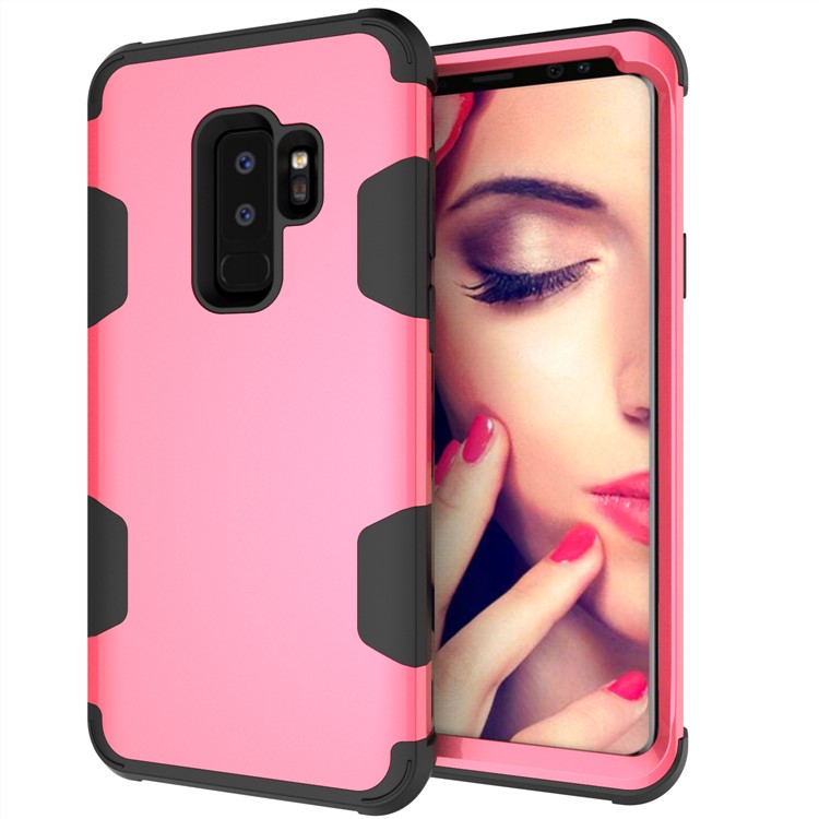For Samsung Galaxy S9 Plus SM-G965 Heavy Duty 3-piece PC + Silicone Drop-proof Hybrid Casing - Black / Rose-7