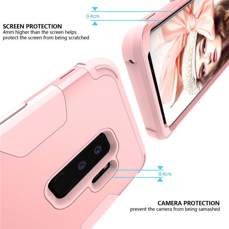 For Samsung Galaxy S9 Plus SM-G965 Heavy Duty 3-piece PC + Silicone Shock-proof Cell Phone Case - Rose Gold-2
