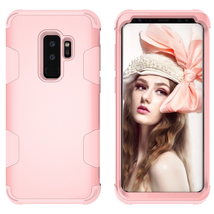 For Samsung Galaxy S9 Plus SM-G965 Heavy Duty 3-piece PC + Silicone Shock-proof Cell Phone Case - Rose Gold-5
