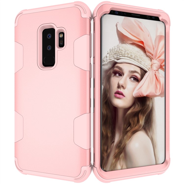 For Samsung Galaxy S9 Plus SM-G965 Heavy Duty 3-piece PC + Silicone Shock-proof Cell Phone Case - Rose Gold-6