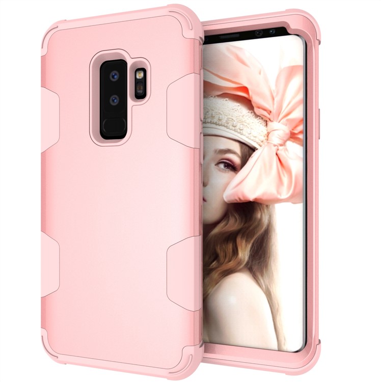 For Samsung Galaxy S9 Plus SM-G965 Heavy Duty 3-piece PC + Silicone Shock-proof Cell Phone Case - Rose Gold-7