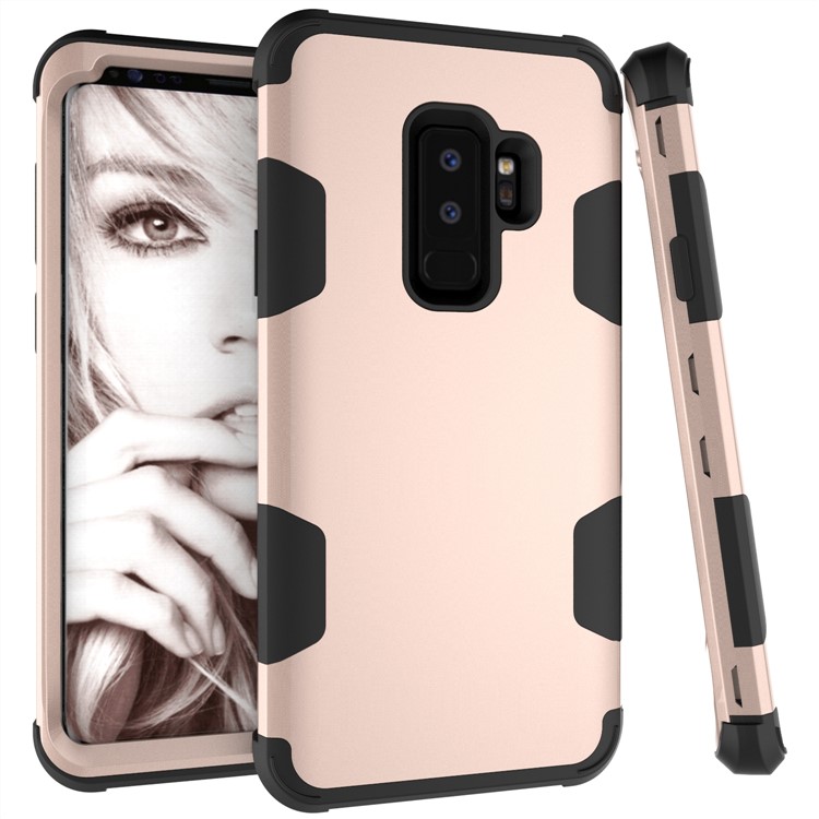 For Samsung Galaxy S9 Plus SM-G965 Heavy Duty 3-piece PC + Silicone Drop-proof Hybrid Phone Shell - Black / Gold-1