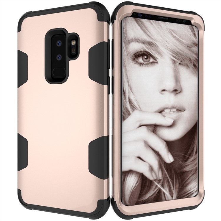 For Samsung Galaxy S9 Plus SM-G965 Heavy Duty 3-piece PC + Silicone Drop-proof Hybrid Phone Shell - Black / Gold-6