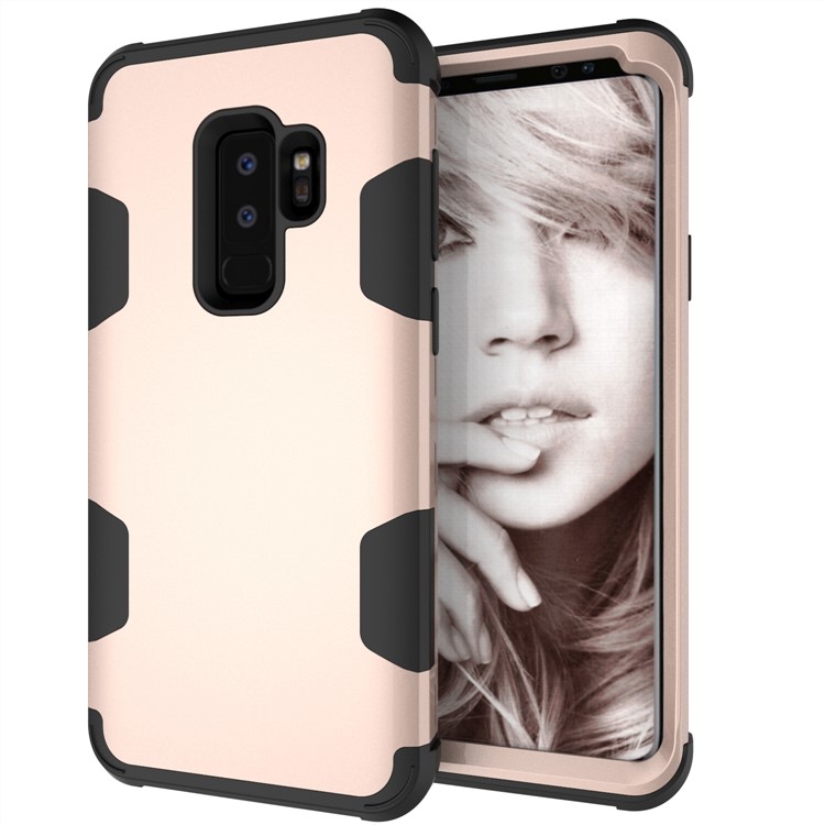 For Samsung Galaxy S9 Plus SM-G965 Heavy Duty 3-piece PC + Silicone Drop-proof Hybrid Phone Shell - Black / Gold-7