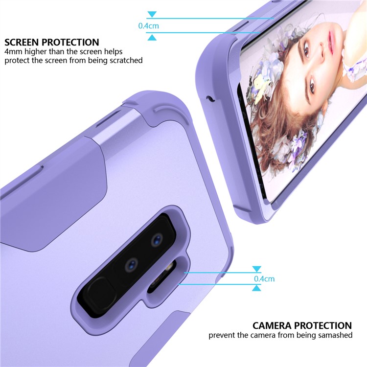 For Samsung Galaxy S9 Plus SM-G965 Heavy Duty 3-piece PC + Silicone Shock-proof Hybrid ProtectiveCase - Purple-2