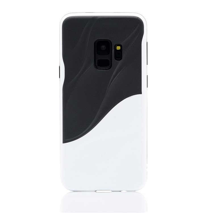 3D Wave Pattern PC + TPU Hybrid Cover for Samsung Galaxy S9 SM-G960 - Black + White-2