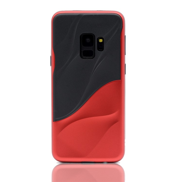 3D Wave Pattern PC + TPU Hybrid Shell for Samsung Galaxy S9 SM-G960 - Black + Red-2