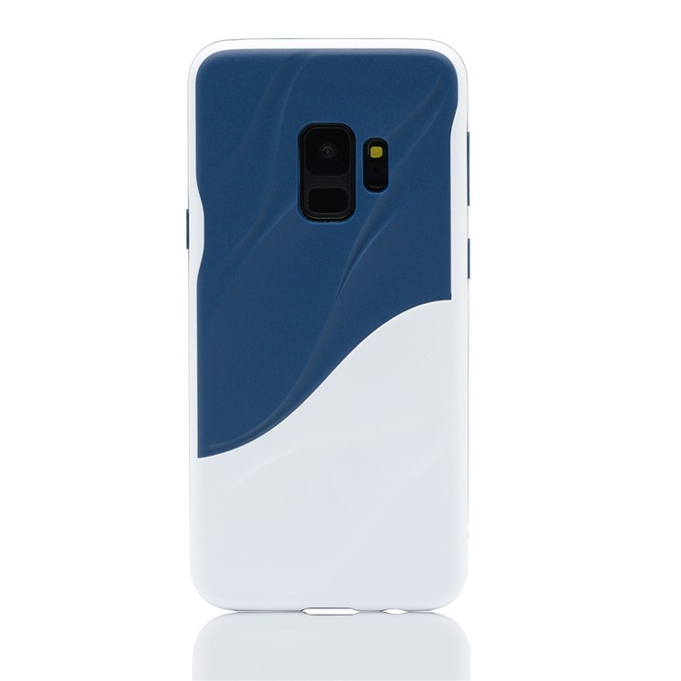 3D Wave Pattern PC + TPU Combo Mobile Phone Cover for Samsung Galaxy S9 SM-G960 - Dark Blue + White-2