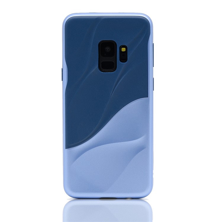 3D Wave Pattern PC + TPU Hybrid Mobile Casing for Samsung Galaxy S9 SM-G960 - Dark Blue + Baby Blue-2