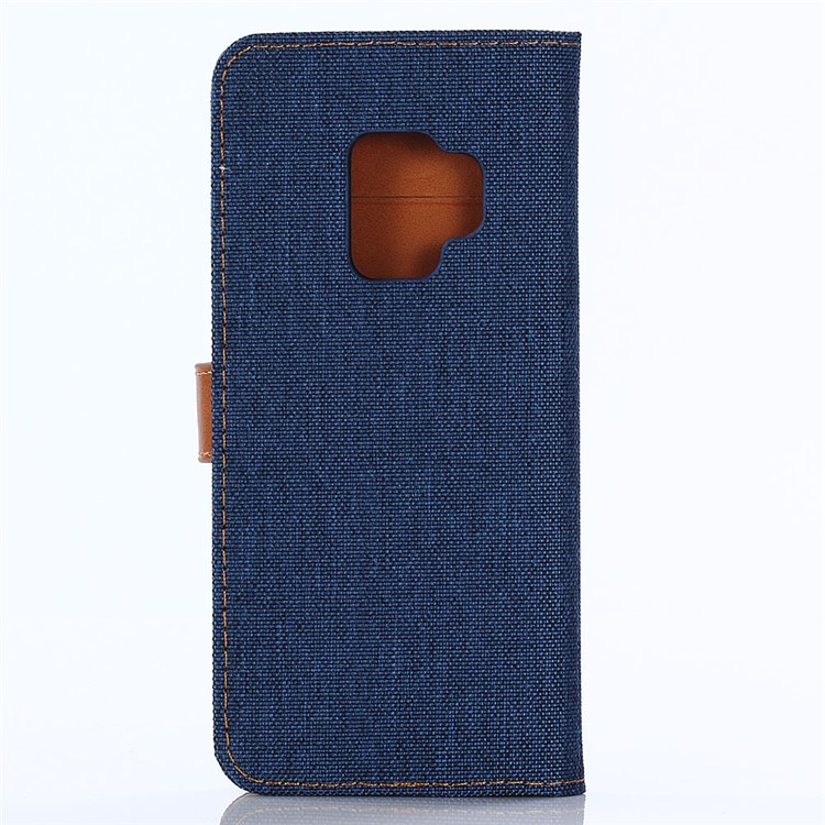 Jeans Cloth Wallet Leather Stand Case for Samsung Galaxy S9 G960 - Dark Blue-3