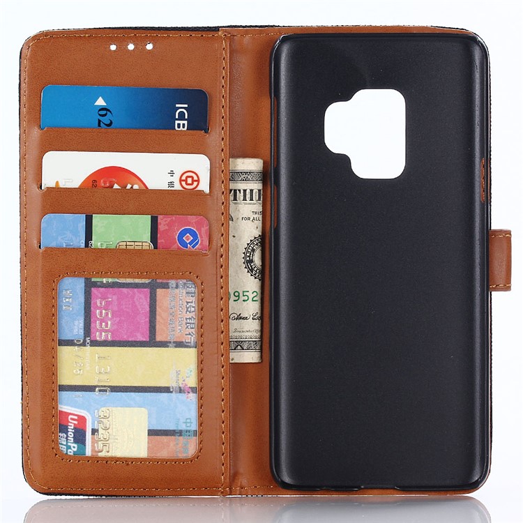 Jeans Cloth Wallet Leather Stand Case for Samsung Galaxy S9 G960 - Dark Blue-4
