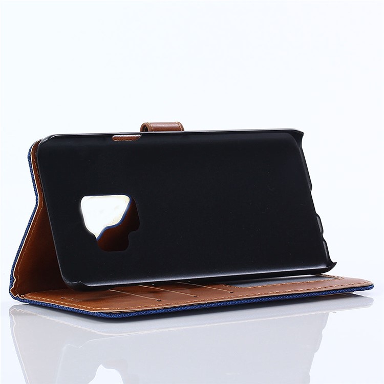 Jeans Cloth Wallet Leather Stand Case for Samsung Galaxy S9 G960 - Dark Blue-6
