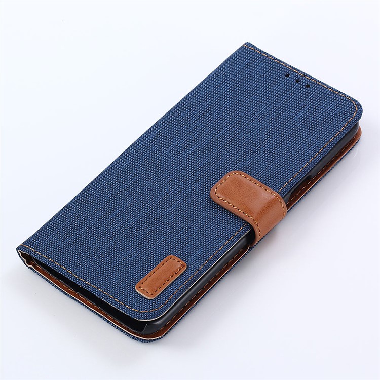 Jeans Cloth Wallet Leather Stand Case for Samsung Galaxy S9 G960 - Dark Blue-7