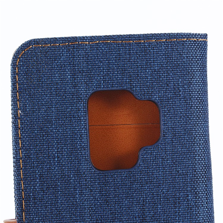 Jeans Cloth Wallet Leather Stand Case for Samsung Galaxy S9 G960 - Dark Blue-9