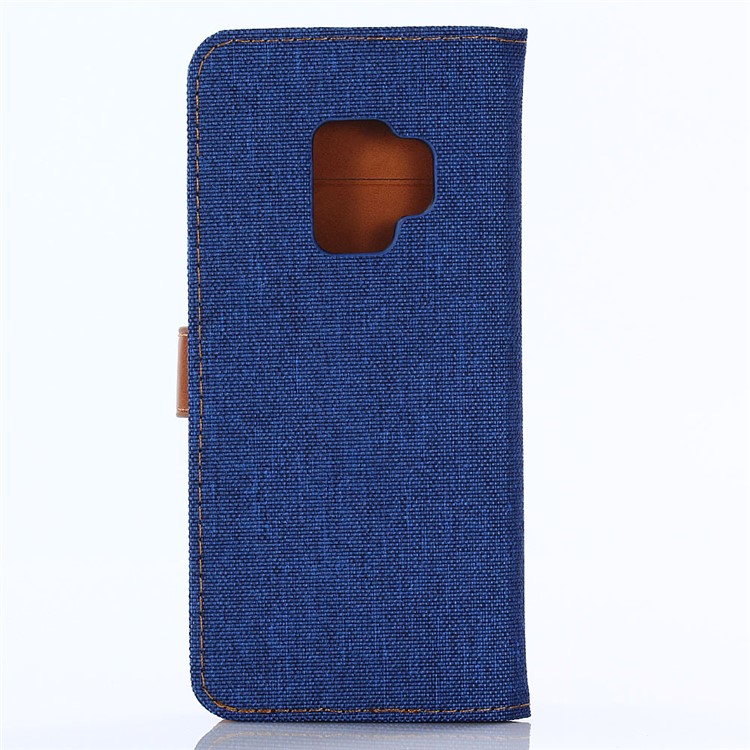 Jeans Cloth Wallet Leather Stand Cover for Samsung Galaxy S9 G960 - Baby Blue-2