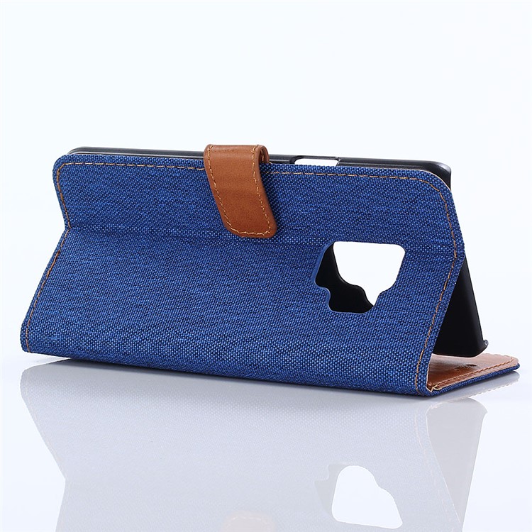 Jeans Cloth Wallet Leather Stand Cover for Samsung Galaxy S9 G960 - Baby Blue-4