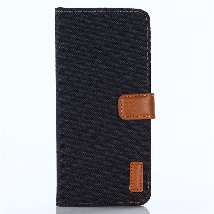 Jeans Cloth Wallet Leather Stand Shell Case for Samsung Galaxy S9 G960 - Black-1