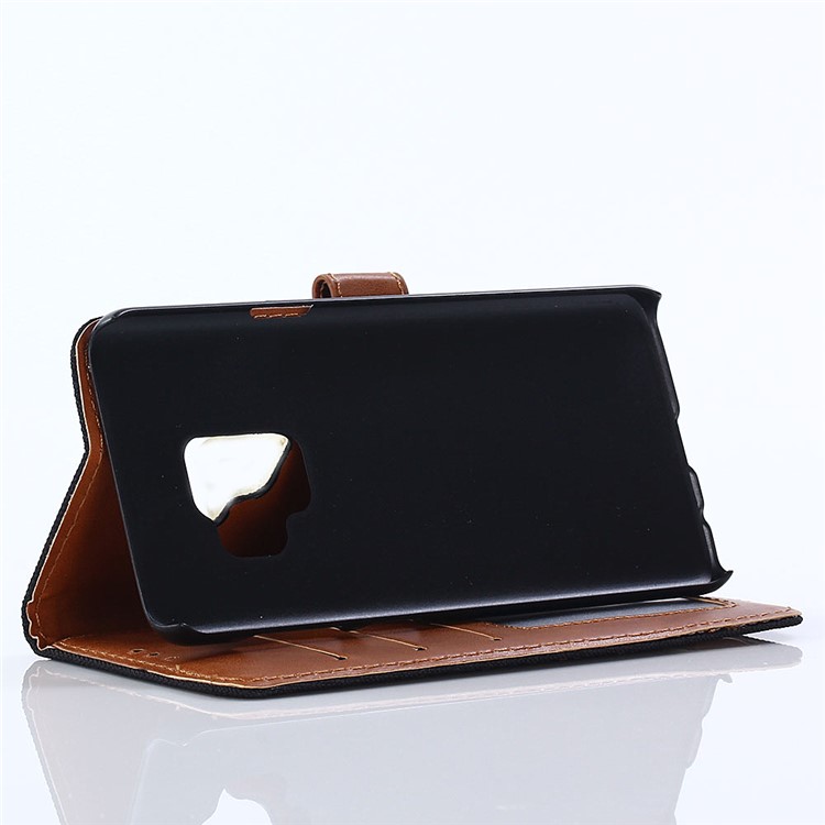 Jeans Cloth Wallet Leather Stand Shell Case for Samsung Galaxy S9 G960 - Black-5
